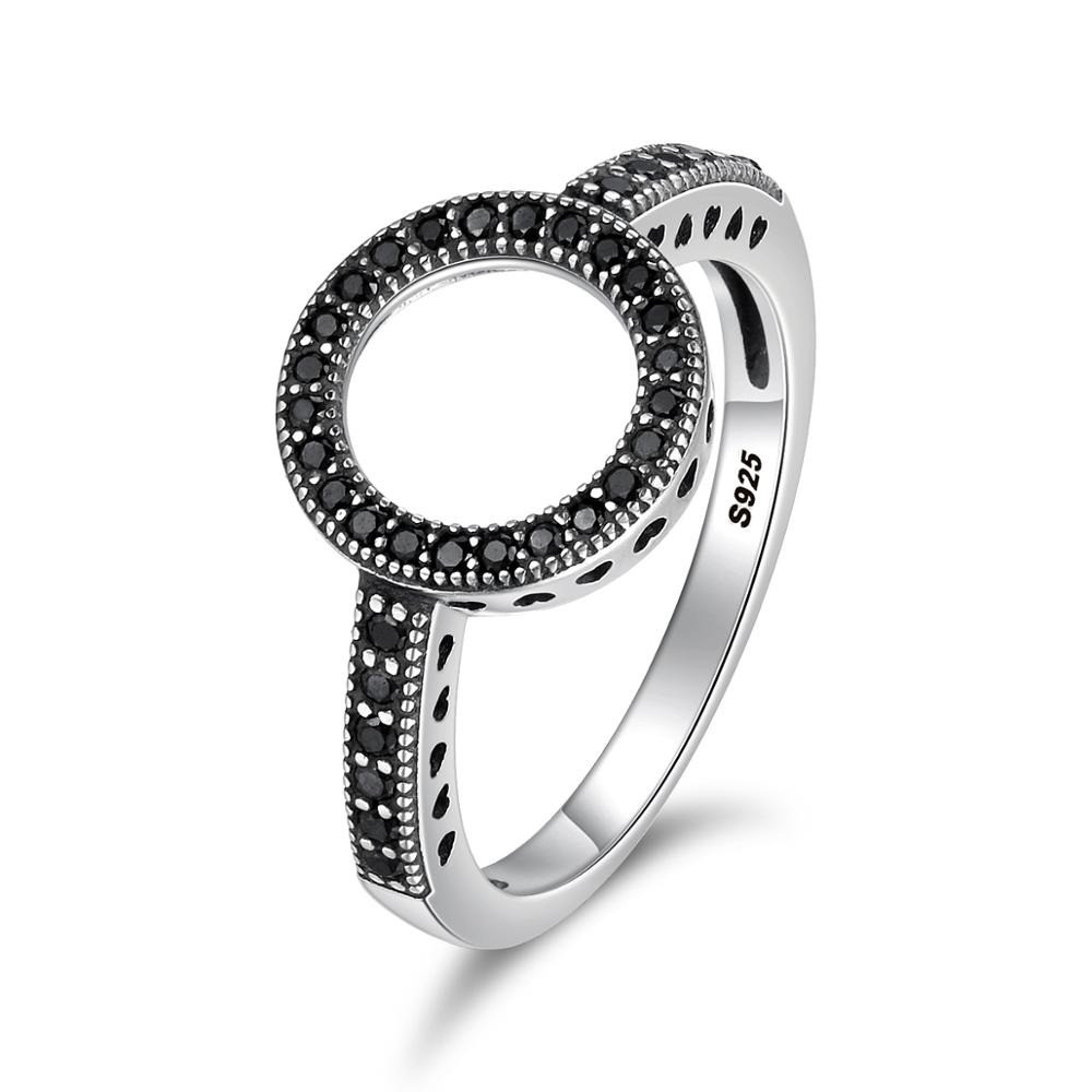 Inel decorativ din argint 925 cu cristale negre 8 US (diametru 18,2 mm) (diametru