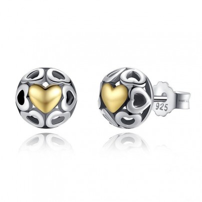 Pachet promo diverse bijuterii din argint cercei + inel + talisman golden heart
