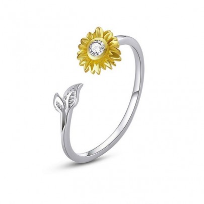 Set din argint 925 colier + inel reglabil daisy flower