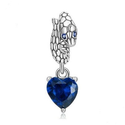 Colier din argint 925 pandantiv blue heart snake + lant