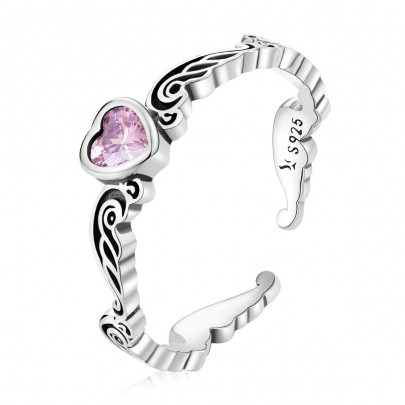 Pachet promo inel reglabil din argint pink heart + inel crown + inel blue stone
