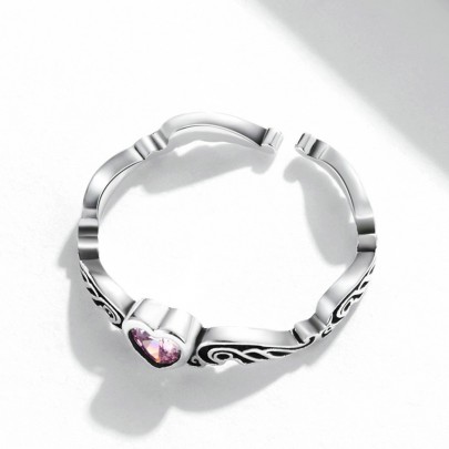 Pachet promo inel reglabil din argint pink heart + inel crown + inel blue stone
