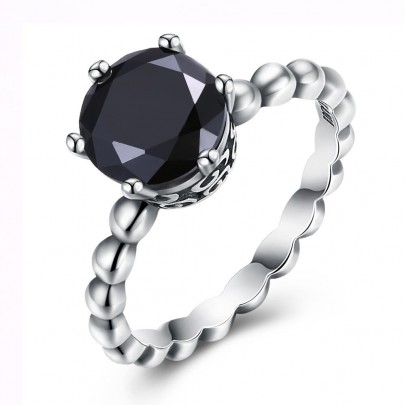 Pachet promo inel din argint black stone + inel inimioare + inel cu zale