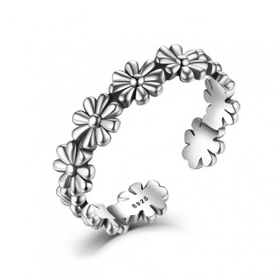 Pachet promo inel din argint ren colorat + inel tiny stone + inel flori argintii