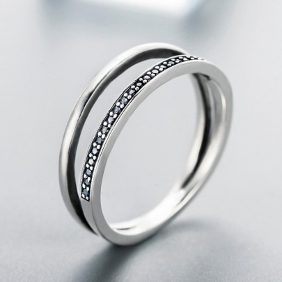 Pachet promo inel din argint black line + inel black stone