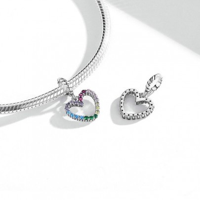 Set cercei + talisman colorful heart din argint