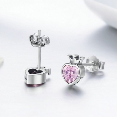 Pachet promo diverse bijuterii din argint cercei + inel pink heart